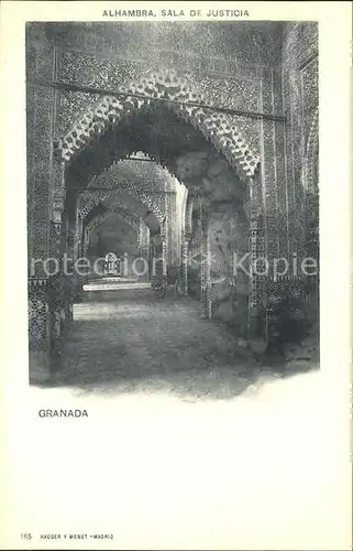 Verlag Hauser Y Menet Nr. 165 Granada Alhambra Sala de Justicia  Kat. Verlage