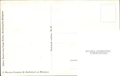 Compton E. H. St. Bartholomae am Koenigssee Nr. 18 / Kuenstlerkarte /