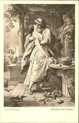 Verlag Ackermann Kuenstlerpostkarte Nr. 1189 Wilhelm von Kaulbach Alexis und Dora  Kat. Verlage