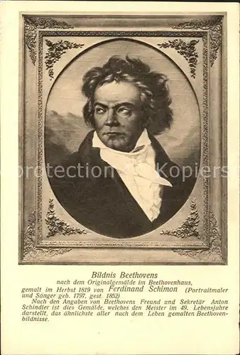 Beethoven Bildnis Ferdinand Schimon  Kat. Persoenlichkeiten