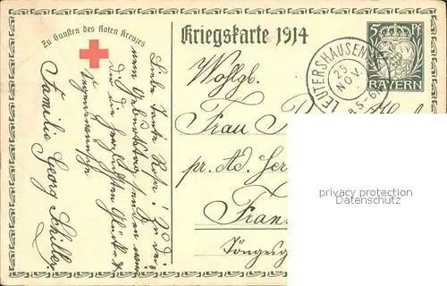 Adel Bayern Koenig Ludwig III. Kuenstlerkarte Walther Firle Kriegskarte 1914 Rotes Kreuz Kat. Koenigshaeuser