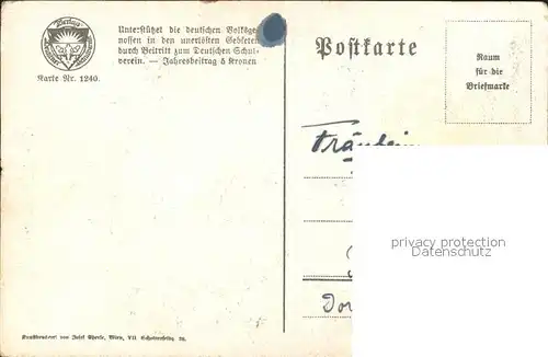 Verlag Schulverein Nr. 1240 W. H. Braun O alte Burschen herrlichkeit  Kat. Bund der Deutschen