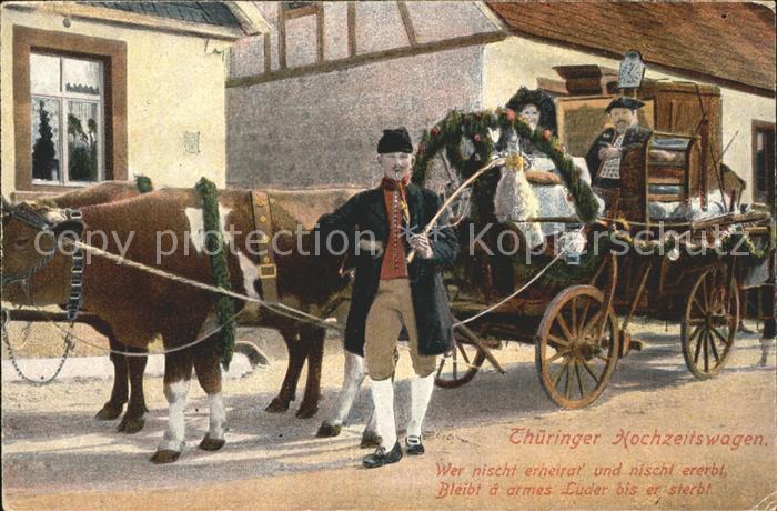 Hochzeit Thueringen Trachten Hochzeitswagen Spruch Kat. Greetings Nr