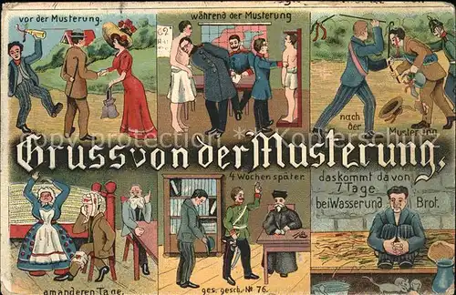 Musterung Humor Litho Kat. Militaria