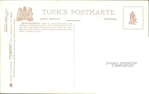Verlag Tucks Oilette Nr. 669 B Ferdinandshoehe  Kat. Verlage