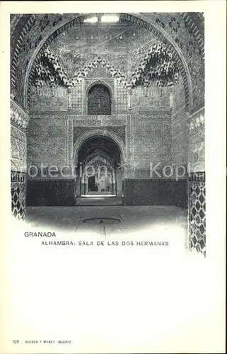 Verlag Hauser Y Menet Nr. 108 Granada Alhambra Sala de Las Dos Hermanas  Kat. Verlage