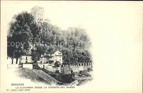 Verlag Hauser Y Menet Nr. 171 Granada La Alhambra desde la Carrera del Darro Kat. Verlage