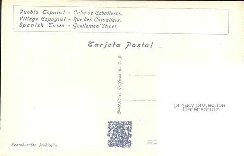 Expositions Exposicion Internacional de Barcelona 1929 Pueblo Espanol Calle de Caballeros Kat. Expositions