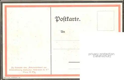 Hindenburg Spendenkarte Deutsche Veteranen  Kat. Persoenlichkeiten