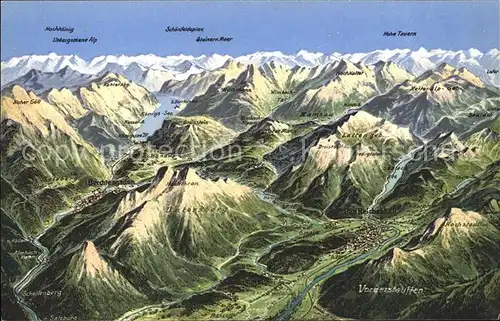 Panoramakarte Untersberg Vorderstauffen Berchtesgaden  Kat. Besonderheiten
