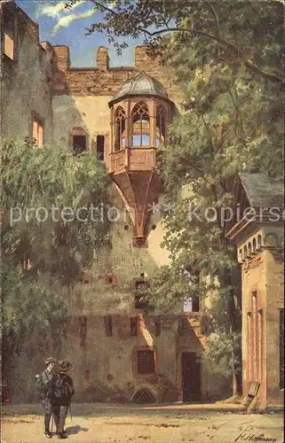 Hoffmann Heinrich Schloss Heidelberg Erker am Bibliotheksbau Nr. 449 Kat. Kuenstlerkarte