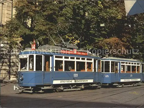 Strassenbahn Zuerchertram Zweiachser Anhaengerzug Linie 14  Kat. Strassenbahn