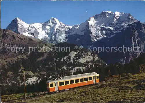 Zahnradbahn Lauterbrunnen Muerren Eiger Moench Jungfrau Kat. Bergbahn