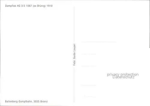 Lokomotive HG 3 3 1067 ex Bruenig Ballenberg Dampfbahn Kat. Eisenbahn