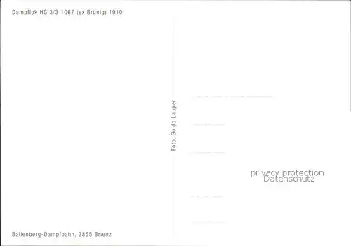 Lokomotive HG 3 3 1067 ex Bruenig Ballenberg Dampfbahn Kat. Eisenbahn