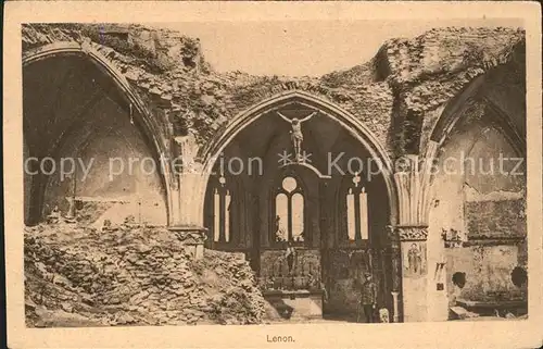 Militaria Frankreich 1. WK Frankreich Westfront LENON zerstoerte Kirche Kat. Militaria