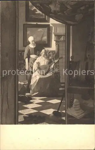 Mandoline Kuenstlerkarte Johannes Vermeer De Brief  Kat. Musik
