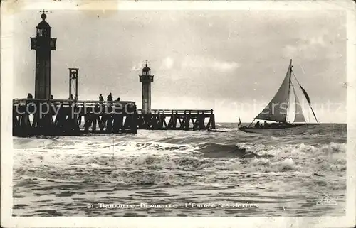 Segelboote Leuchtturm Trouville Deauville  Kat. Schiffe