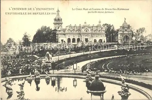 Exposition Universelle Bruxelles 1910 Incendie Chien Vert  Kat. Expositions