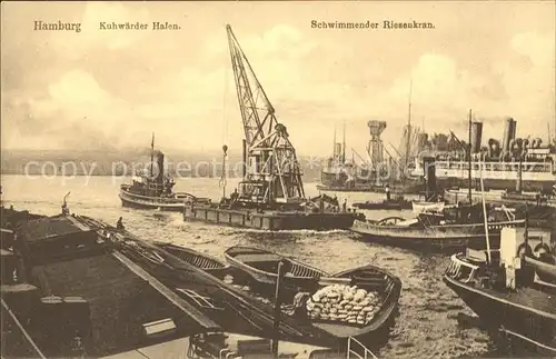 Hafenanlagen Hamburg Kuhwaerder Hafen Schwimmender Riesenkran Kat. Schiffe
