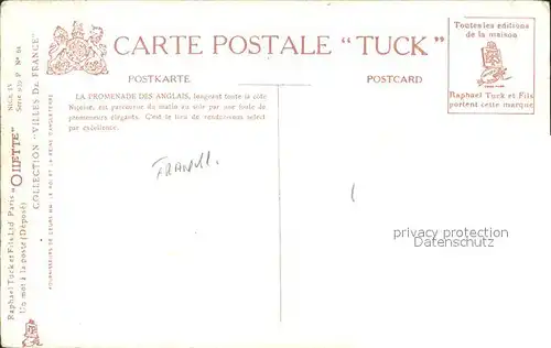 Verlag Tucks Oilette Nr. 61 Nice Promenade des Anglais Vol d Oiseau Kat. Verlage