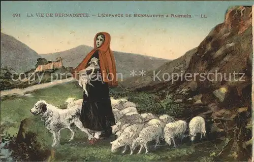 Religion Bernadette a Bartres Enfance Schafe Hund  Kat. Religion