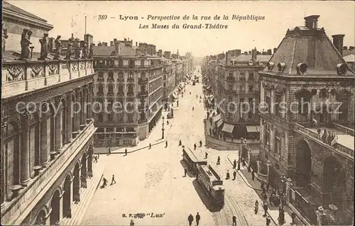 Strassenbahn Lyon Rue de la Republique Muses du Grand Theatre Kat. Strassenbahn