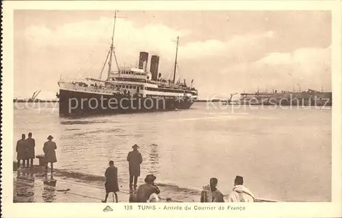 Dampfer Oceanliner Tunis Arrivee Courrier de France  Kat. Schiffe