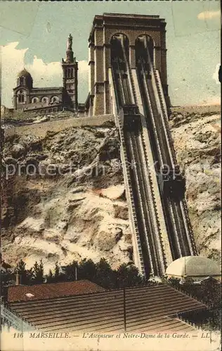 Zahnradbahn Marseille Ascenseur Notre Dame de la Garde Kat. Bergbahn