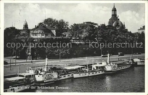 Dampfer Seitenrad Bastei Dresden Bruehlscher Terrasse  Kat. Schiffe