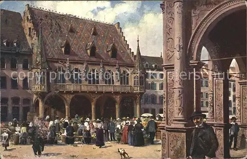 Hoffmann Heinrich Nr. 3 Freiburg im Breisgau Muensterplatz Kaufhaus Kat. Kuenstlerkarte