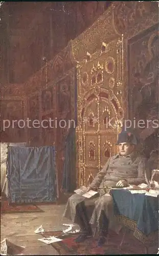 Napoleon Bonaparte Kuenstlerkarte Verechtschaguine Auf der Etappe Schlechte Nachrichten aus Frankreich Nr. 160  Kat. Persoenlichkeiten