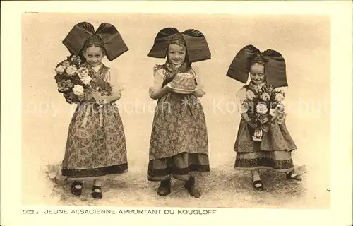 Trachten Alsace Jeune Alsacienne Kougloff Blumen Kinder Kat. Trachten