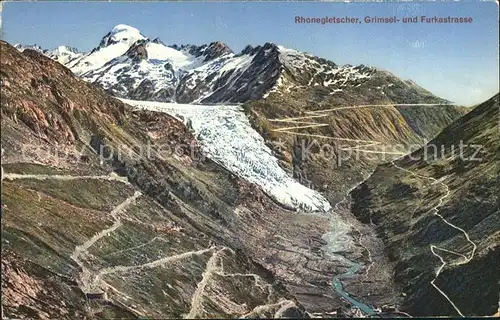 Gletscher Rhonegletscher Grimsel  und Furkastrasse  Kat. Berge