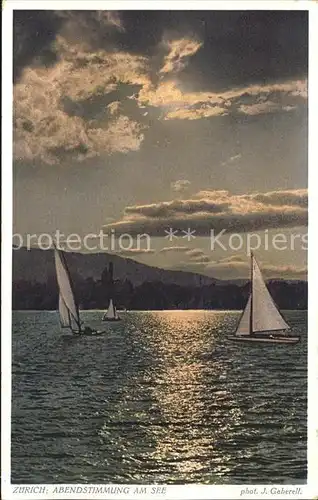 Foto Gaberell J. Nr. 10205 Zuerich Abendstimmung am See Segelboote Kat. Fotografie
