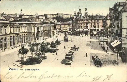 Strassenbahn Zuerich Bahnhofplatz Kat. Strassenbahn