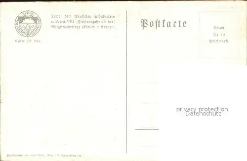 Verlag Schulverein Nr. 888 Otto Pfeiffer Beim Hollerbusch Kat. Bund der Deutschen
