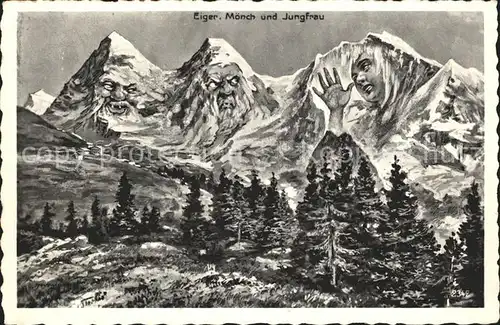 Berggesichter Eiger Moench Jungfrau Kat. Berge