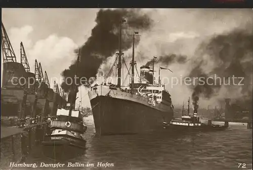 Dampfer Oceanliner Ballin Hamburg Hafen  Kat. Schiffe