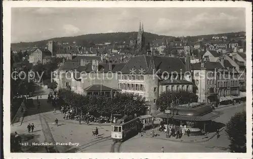 Strassenbahn Neuchatel Place Pury  Kat. Strassenbahn