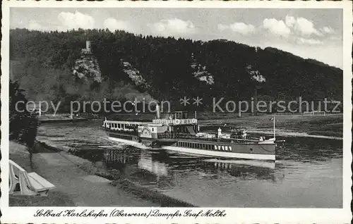 Dampfer Seitenrad Graf Moltke Bad Karlshafen  Kat. Schiffe