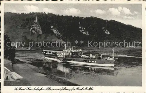 Dampfer Seitenrad Graf Moltke Bad Karlshafen  Kat. Schiffe