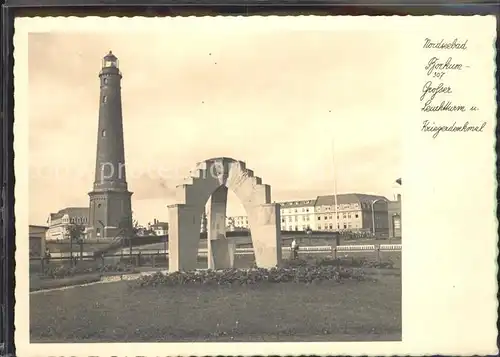 Leuchtturm Lighthouse Borkum Kriegerdenkmal Kat. Gebaeude