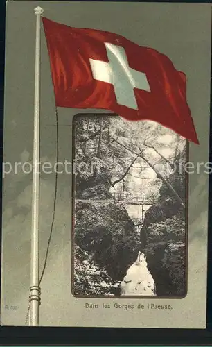 Fahnen Schweiz Gorges de l Areuse  Kat. Heraldik