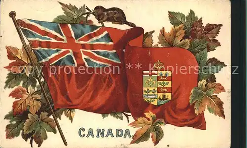 Fahnen Canada Wappen Litho Kat. Heraldik