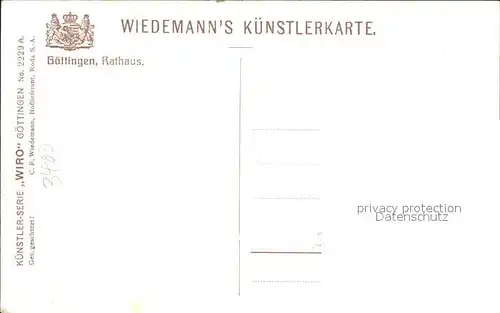 Verlag Wiedemann WIRO Nr. 2229 A Goettingen Rathaus Kat. Verlage