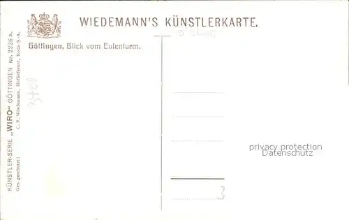 Verlag WIRO Wiedemann Nr. 2226 A Goettingen Blick vom Eulenturm  Kat. Verlage