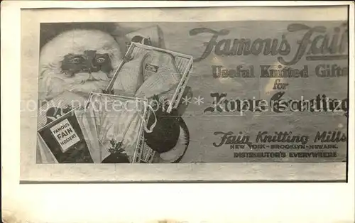 Werbung Reklame Famous Fain Hosiery New York Weihnachtsmann  Kat. Werbung