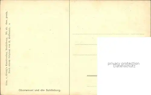 Hoffmann Heinrich Oberwesel Schoenburg  Kat. Kuenstlerkarte