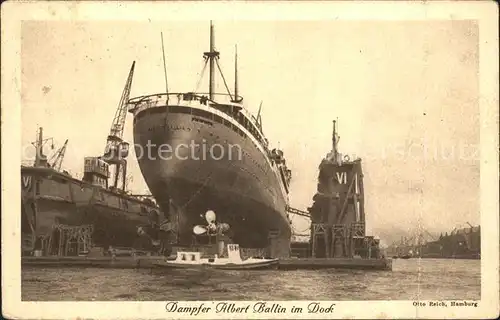 Dampfer Oceanliner Albert Ballin Dock Hamburg Kat. Schiffe
